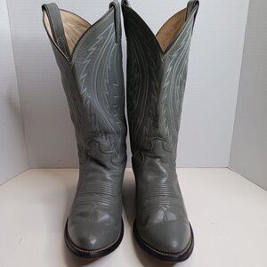 Vintage Justin Men's size 8D Western Style 1226 Grey Leather Cowboy Boot